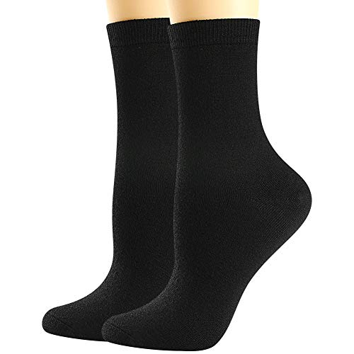 Damen Merino Wolle Kleid Socken, Schwarz Winter Herbst Warm Schweißableitend Leichte Business Wollsocken - Schwarz Cover