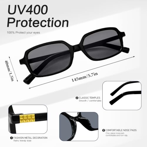 Image of 10 Pack Retro Rectangle Sunglasses for Women | Party Glasses, Trendy 90s Y2K Style, Narrow Square Small Frame, Adult Shades Unisex, Party Favors Sun Glasses