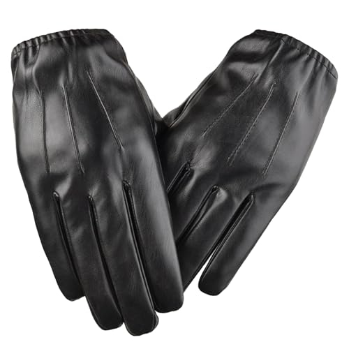 BDSHUNBF Guantes de Cuero, Guantes Invierno Hombre termicos Mujer, Invierno Guantes Hombre, Calentar Prueba del Viento Prueba de Frío Térmico Mitones Antideslizante Pantalla Táctil, Guantes de Piel