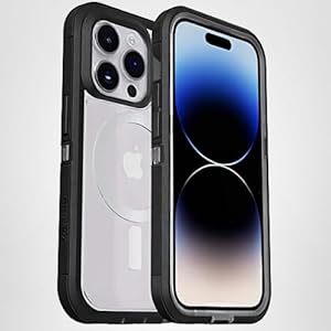 OtterBox iPhone 14 Pro Max (ONLY) Defender Series XT Case - Black Crystal, screenless, Rugged, Snaps to MagSafe, Lanyard Attachment