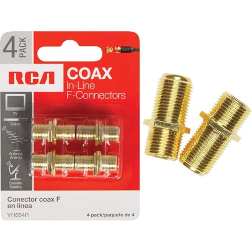 RCA Premium Coax in-Line F-Connectors - 4 Pack