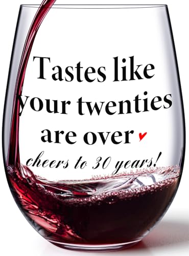 30th Birthday Gifts for Women Men - Engraved Crystal 30th Birthday Wine Glass - 30th Birthday Decorations for Him Her - Funny 30 Year Old Bday Gifts Idea for Wife Husband Friend Daughter Sister
