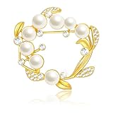 DuoDiner ブローチ パール コサージュ 真珠 シルバー 卒業式 卒園式 入学式 結婚式 母 レディース (ゴールド2)