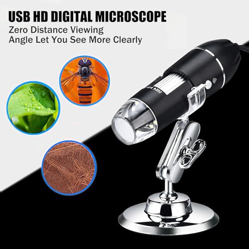 Image of USB Digital Microscope Camera 50X to 1600X LED Microscope HD Handheld Microscopes with Bracket Portable Microscopes Compatible with iOS & Android Devices