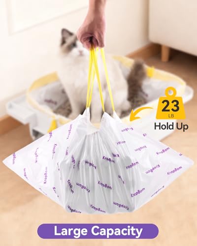 Image of 120 Count Automatic Cat Litter Box Liners Compatible with PetPivot AutoScooper 11 /12 and Similar Open Top Self Cleaning Litter Box, Heavy Duty Cat Litter Bags Liners with Drawstring, 25.19 inch x 11.8 inch