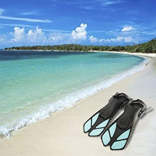 XMsound Adjustable Buckles Open Heel Swim Flippers Travel Size Short Swim Fins for Snorkeling Diving Adult Men Women (Large)