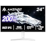 Amzfast 24-inch Gaming Monitor, 1920x1080 Full HD, 200Hz, Fast IPS, 1ms MPRT, Adaptive Sync, HDR, 110% sRGB, Ai Crosshair, Ultra-Thin, HDMI 2.0 & DP 1.4, VESA 75x75mm, AMZG24X1W