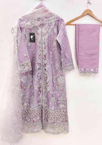 Image of Women's Net Multicolor Heavy Embroidery & Sequin Work Designer Stitched Salwar Suit