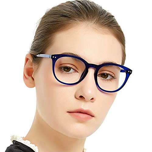 Image of MARE AZZURO Blue Light Blocking Reading Glasses Women Round Computer Readers 0 1.0 1.25 1.5 1.75 2.0 2.25 2.5 2.75 3.0 3.5 4.0 5.0 6.0 (Blue, 175)