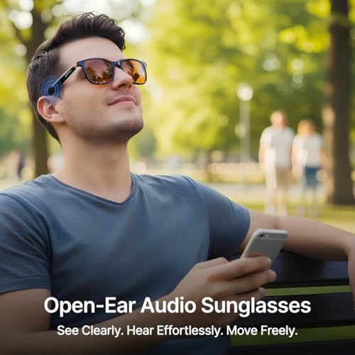 Image of pTron Orbis Urban Smart Clip-On Smart Glasses w /Bluetooth V5.4, Open Ear Music, Handsfree Calls, Protects Eye from Blue Light Emitted from Digital Screens, 8Hrs Playtime, Connect with Phones