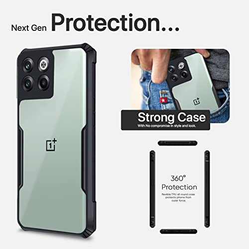 Image of Pikkme Oneplus 10T 5G Back Cover | Crystal Clear Transparent Back | Ultra Hybrid | Full Camera Protection | Raised Edge | Bumper Back Case for Oneplus 10T 5G (Black)