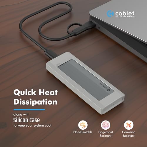Image of Cablet M.2 NVMe /NGFF SSD Enclosure USB 3.1 Gen2 10Gbps for 2242 /2260 /2280 M-Key /M+B Key PCIe SSD, Supports Dual Protocol NVMe and NGFF SSD, UASP Max 2TB, Aluminium Case