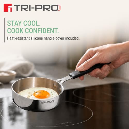 Image of TriPro Triply Mini Cookware Set 3 Pcs Mini Set - 12cm (550ml) Saucepan, 14cm Frypan, 14cm (600ml) Kadai, Compact Kitchen Cooking Set, Bakelite Handle, Healthy Cooking - Induction and Gas Stove Ready