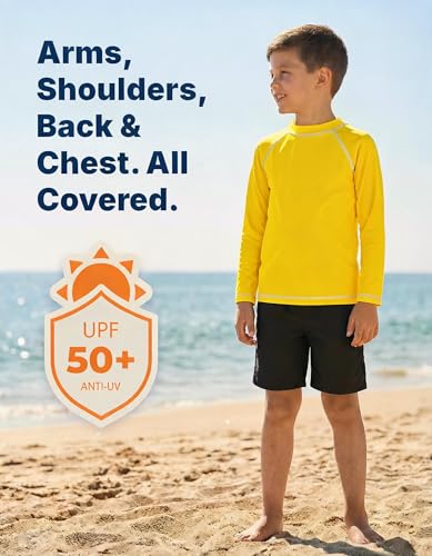 Image of City Threads Rash Guard for Boys SPF 50+ Made in USA, Long Sleeve Swim Shirt with Sun Protection, Toddler, and Youth Sizes