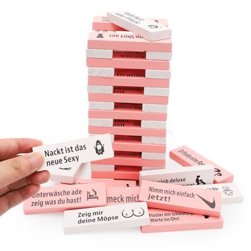 Umllpet Deutsch Stapelspiel aus Holzblöcken für Paare 48 Stück Verführerische Freches Blockturm Spiel Block Tower Spiel für Erwachsene Erotikspiele Sex Spiele für Paare-Spel Erwachsene Geschenke