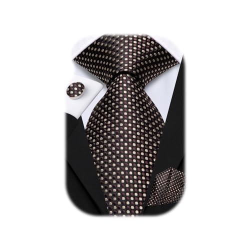 Image of Hi-Tie Men 63inches Tie Set Extra Long Necktie Paisley Tie Pocket Suqare Cufflinks Big and Tall Men Tie