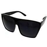 All Black Flat Top Oversized Square Kim Sunglasses (All Black, Black)