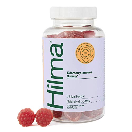 Hilma Elderberry Gummies with Zinc & Vitamin C - Natural, Vegan + Clinically Proven Ingredients - Immune Support + Antioxidants - Natural Berry Flavor (60 Gummies)