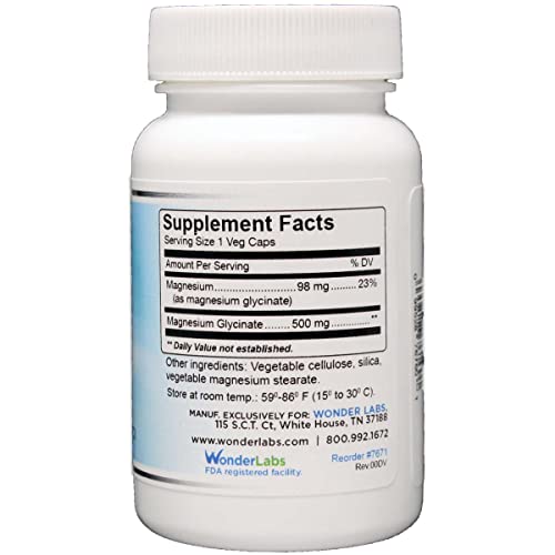Wonder Laboratories Magnesium Glycinate 500Mg, 100% Chelated For Superior Absorption, Non-Gmo, No Gluten Dairy & Soy, Supports Muscle, Joint, And Heart Health (60) #TOP1