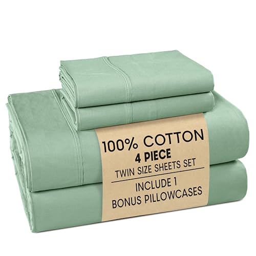 Catálogo de Sabanas de Algodon Individuales disponible en línea para comprar. 49 Casa Platino - Juego de sábanas individual 100 % algodón, 4 piezas (1 encimera, 1 bajera, 2 fundas), percal suave y transpirable, con esquinas tipo bolsillos profundos, color...