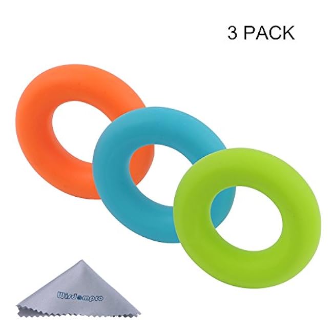 Wisdompro 3 Pack Hand Grip Strengthener Rings, Strength Trainer for Finger, Forearm Exercise, Rock Climbing Gripper Workout - 30, 40 and 50 Lbs