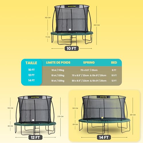 Jumpking 14ft Trampoline Rond avec Filet de Sécurité et échelle - JumpPod Deluxe | Trampoline D'extérieur pour Adultes et Enfants, 10 Ans de Garantie sur Le Cadre, Design EuroSpring – Image 6