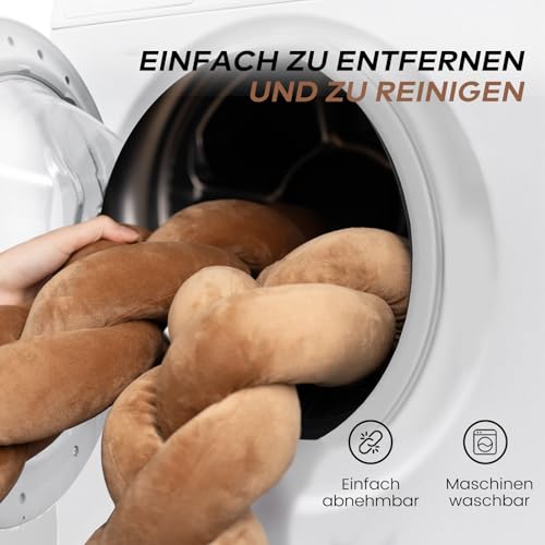 CheerPals Großes Katzenbett 60cm, Waschbar Geflochtenes Kuschelhöhle, Hundebett mit Hochelastischer Schlafkissen für Alle Katze und Kleine Hunde