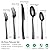 20-Piece Silverware Set, Black Hammered Stainless Steel Flatware Sets for 4, Food-Grade Tableware Set, Including Fork Knife Spoon Set, Home Kitchen Cutlery Sets, Dishwasher Safe