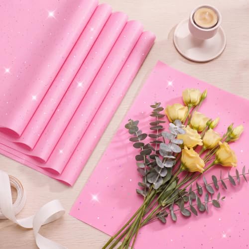 Image of 120 Sheets Pink Glitter Tissue Paper, 14x20 Inch Glitter Art Tissue Paper for Gift Bags, Gift Wrap Supplies Bulk for Weddings, Birthday Parties, Crafts & Decoration (Pink)