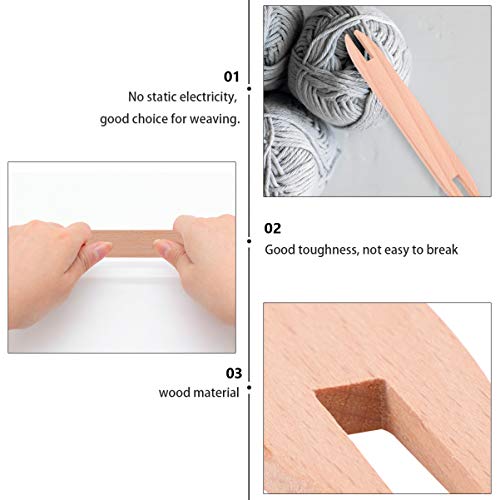 image for Healifty Natural Wooden Shuttles Weaving Sticks Knitting Tool Sewing A
