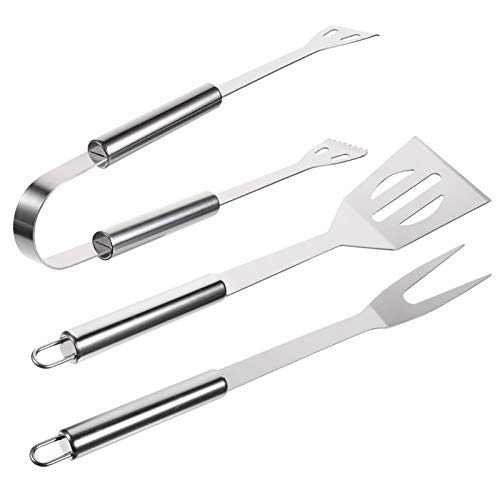 Angoily Conjunto de Utensílios para Grelhar 3 Peças Conjunto de Ferramentas para Churrasqueiras Aces