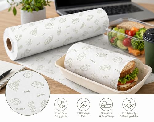 Image of Softouch Food Wrapping Paper 500g - Butter Paper Roll, Roti Wrapping Sheets | Food Grade & Safe for Direct Food Contact