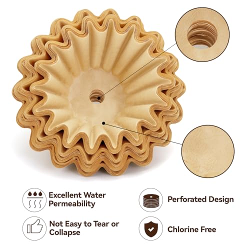Image of Coffee Filters Compatible with Farberware Coffee Percolator, 150 Pcs Perforated Unbleached Filter Paper for Farberware 4Cup, Coletti 6Cup, Elite Gourmet 6 Cup