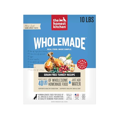 Image of The Honest Kitchen Human Grade Wholemade Dehydrated Dog Food, Grain Free Turkey, 10 lb (makes 40lbs)