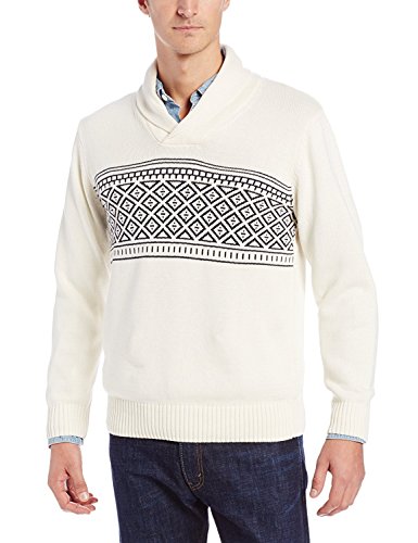 Dockers Men's Fair Isle Shawl Collar Ugly Christmas Sweater