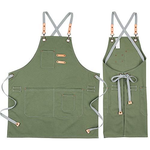 COOLYOUTH Cotton Apron for Men Women, Chef BBQ Grill Work Shop Aprons