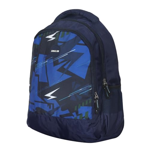 Image of Printed Backpack for School, Office & College | Polyester Turquoise Tuition Case for Adults| Comfortable Bags for Girls & Boys | Carry-On with Bottle Holder Pocket - 2 Main Compartments