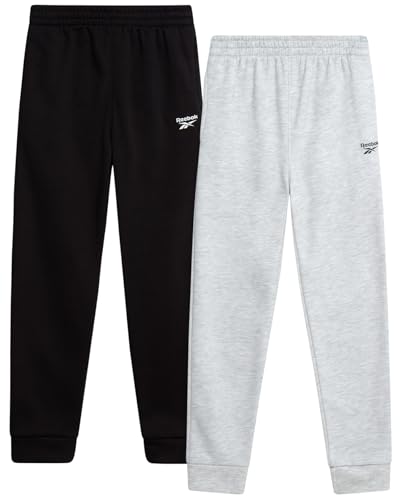 Reebok Boys Sweatpants - 2 Pack Performance Fleece Boys Joggers Athletic Pants with Elastic Waistband for Toddlers and Kids