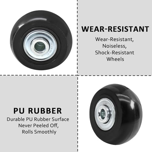 Image of Luggage Wheels Replacement, 50 x 18mm, Black Rubber, 4pcs