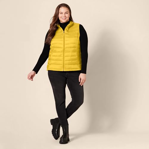 Amazon Essentials Damen Leichte wasserabweisende und packbare Steppweste, Gelb, XL