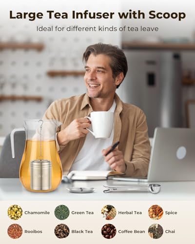 House Again Large Tea Infuser with Scoop, Extra Fine Mesh Tea Strainers for Loose Tea and - image 8