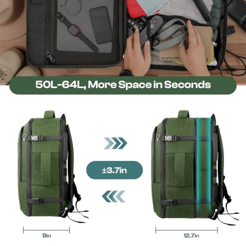 Image of 55L Laptop Back for Men, TSA-Approved Water-Resistant, Fits 18.4in, Green