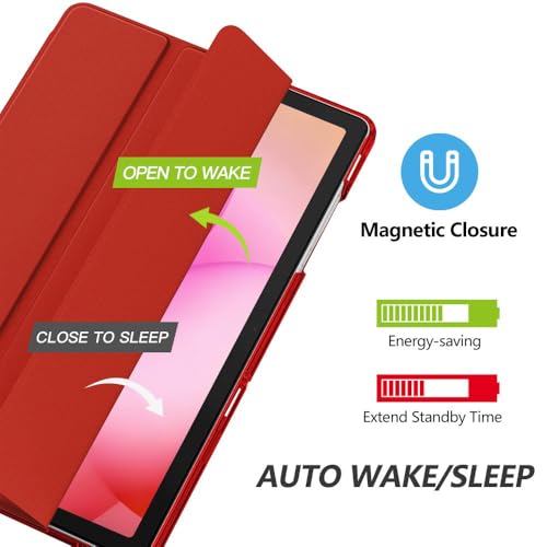 Image of MoKo for Samsung Galaxy Tab A11 Plus / A11+ Case 11 Inch 2026, Galaxy Tab A9 Plus / A9+ Case 11 Inch 2024, Slim Stand Hard PC Translucent Back Shell Smart Cover, Auto Wake /Sleep, Red