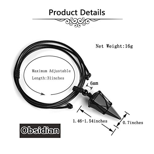 Manifo Black Obsidian Healing Crystal Stone Necklace Natural Gemstone Pendant Necklace Jewelry For Men #TOP5