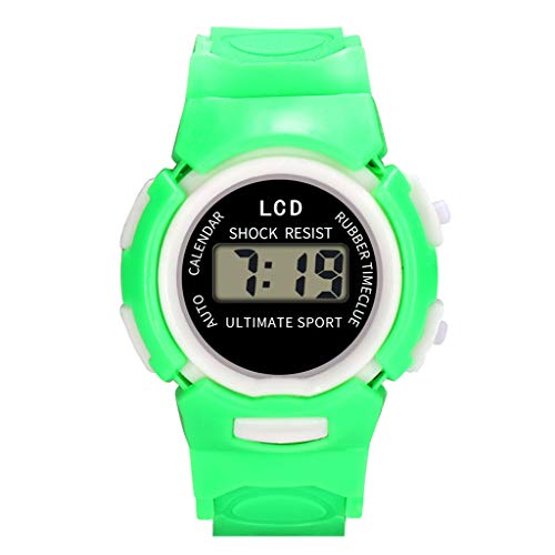 Relojes digitales para niñas de 11 a 15 años, reloj analógico LED digital deportivo para niñas, reloj electrónico para niños, reloj de correr para jóvenes, verde, talla única