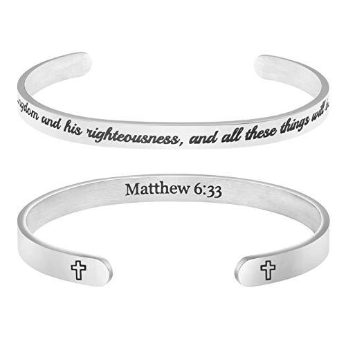 MEMGIFT Scripture Jewelry Inspirational Christian Bracelet Religious Gifts for Women Personalized Bangle for Birthday Christmas