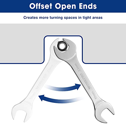 Workpro Metric Super-Thin Wrench Set, 7Pcs, 5.5 To 23 Mm, Ultra-Slim Open End Thin Wrenches Set With Roll-Up Organizer Pouch, For Thin Nuts, Narrow Spaces #TOP4