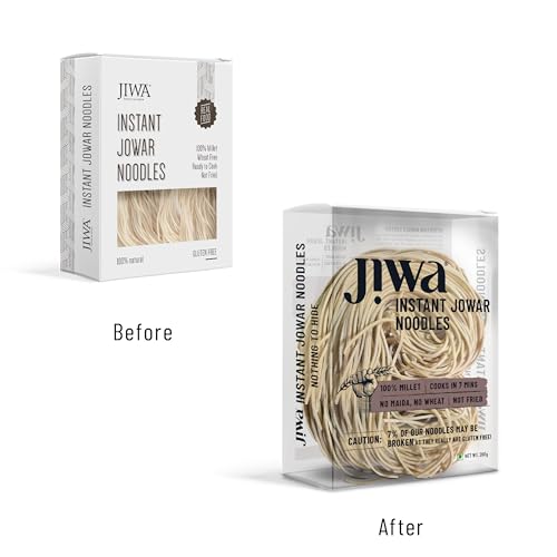 Image of Jiwa Instant Jowar Noodles | Hakka Noodles | Cooks in 7 Minutes | Ready to Cook | 100% Millet | No Maida, No Atta | Not Fried | Gluten Free | 200 G