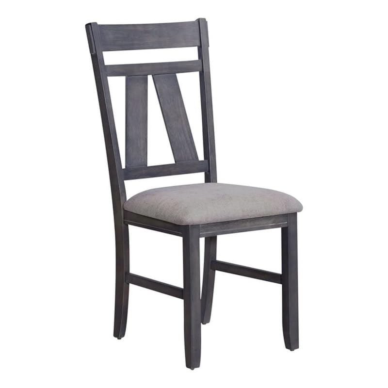 BOWERY HILL Traditional Wood Splat Back Side Chair (RTA) in Gray