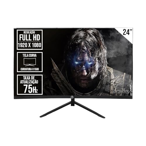 MONITOR CURVO LED BRAZILPC 24' FULL HD 75HZ PRETO